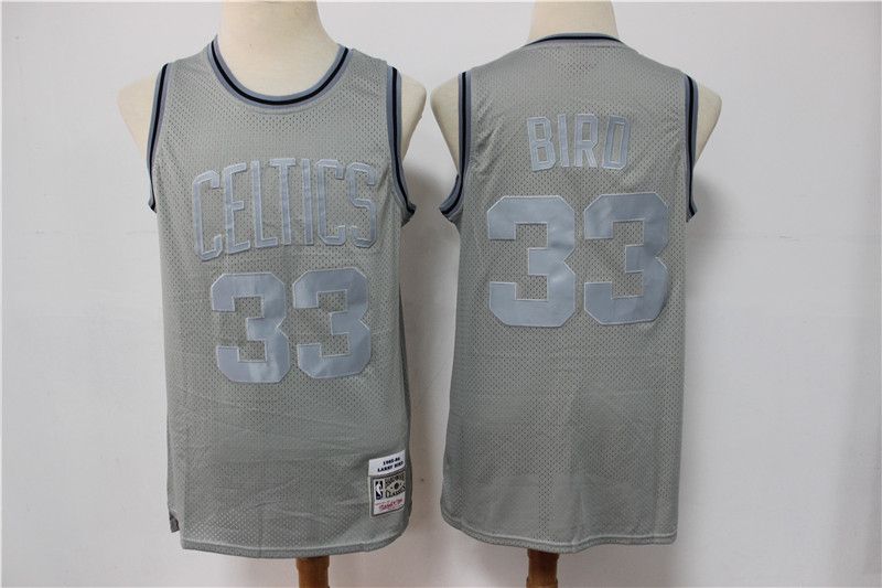 Men Boston Celtics #33 Bird Grey Vintage Limited Edition NBA Jersey